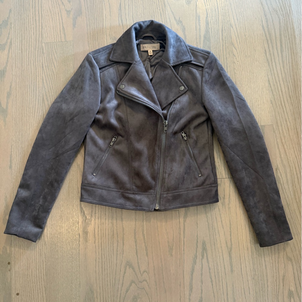 Philosophy Dark Gray Leather Jacket